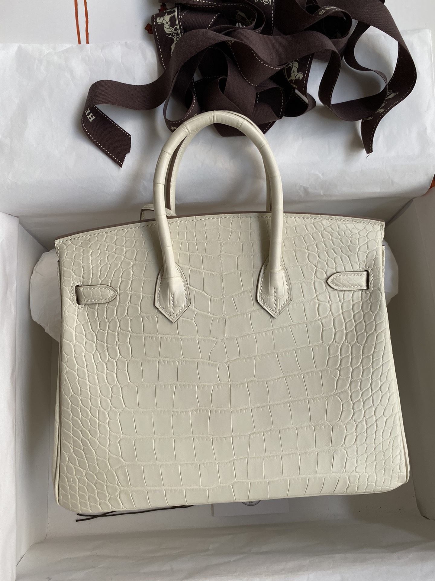 Hermes Birkin 25CM Handmade Bag In Nata Matte Alligator Leather